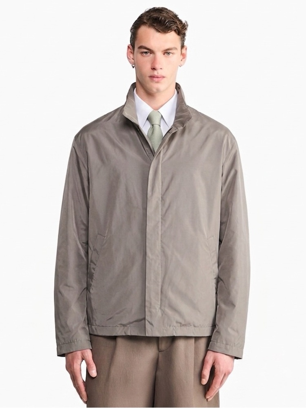 ARMANI COLLEZIONI Men’s Vintage Blousen Water-Repellent Jacket - Taupe, Medium